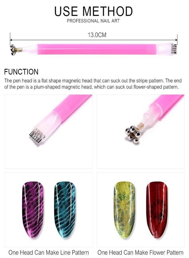 Qunex care Cat Eye Nail Magnet Flower Stick Cat Eye Double Head Magnet Gel Polish Effect Strong Magnetic Nail Tools - Image 5