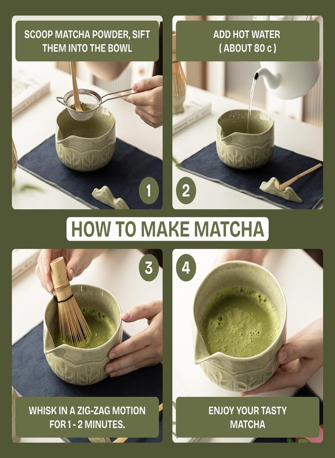 teapeak 8-Piece Matcha Whisk Set with Bowl, Bamboo Matcha Whisk, Whisk Holder, Scoop & Sifter, Traditional Matcha Kit for Ceremonial Matcha Tea & Lattes, Green - Image 3