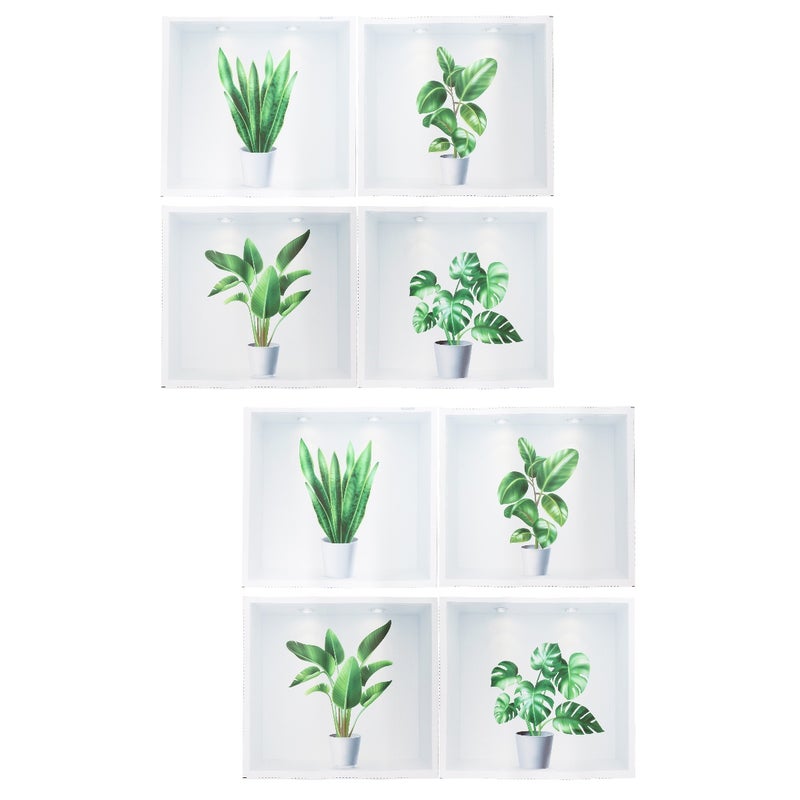 8 pcs Wall Stickers Background Stickers Bonsai Design Fake Window Stickers - Image 1