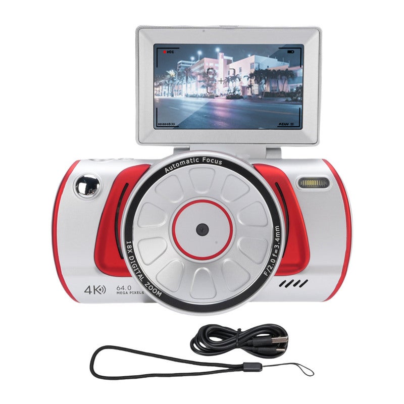 4K Digital Camera: 64MP Sensor, 18x Optical Zoom, Smart Auto Focus - Retro Design, Advanced Stabilization, Wifi Enabled for Travel Adventures, Family Gatherings & Selfies - Image 1