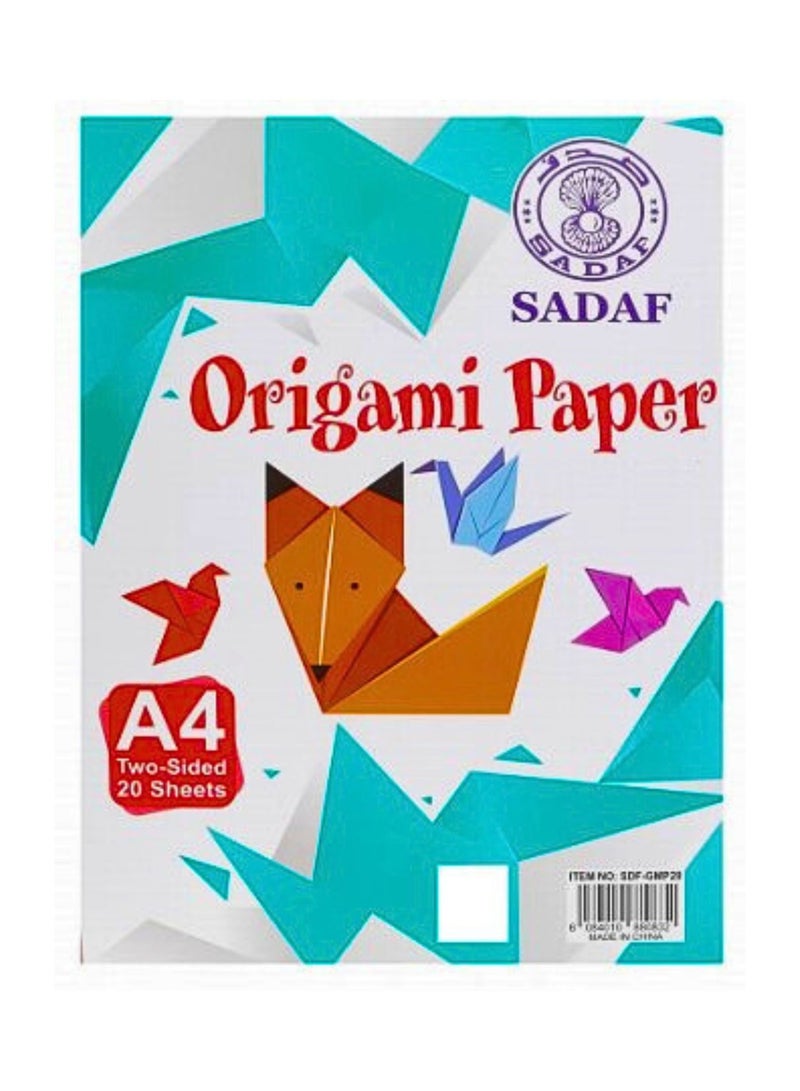 Sadaf A4 Size Origami Paper Multicolour 20-Sheet - Image 1