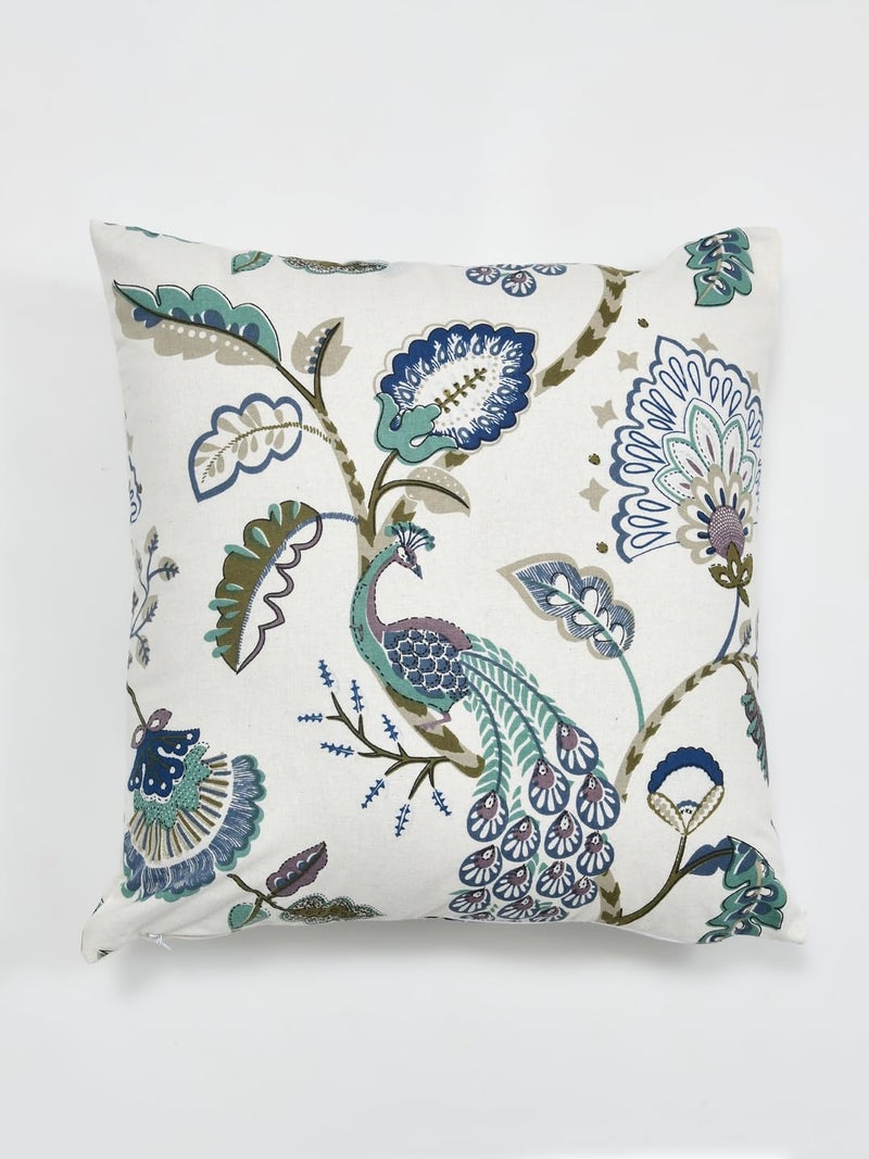 Clasiko Cotton Cushion Covers; Living Room Throw Cushion; Set of 2; 16x16 Inches; Blue Gardenia - Image 5