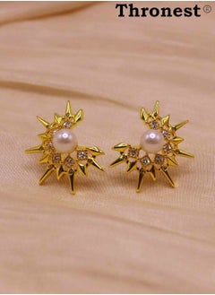 Thronest Gold Pearl Earring ,gold hypoallergenic Earring，Trendy Fashion Jewelry for Women ,Perfect for Parties, wedding,Gifts, and Everyday Wear  - Image 3