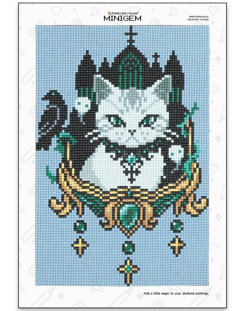forever young Minigem Cat Diamond Painting Kits for Adults Gothic Canvas Small Diamond Art Kits for Beginners Round Beads Mini Diamond Art Kits for Adults 76 x 113 Inch Soulbound Cat - Image 3
