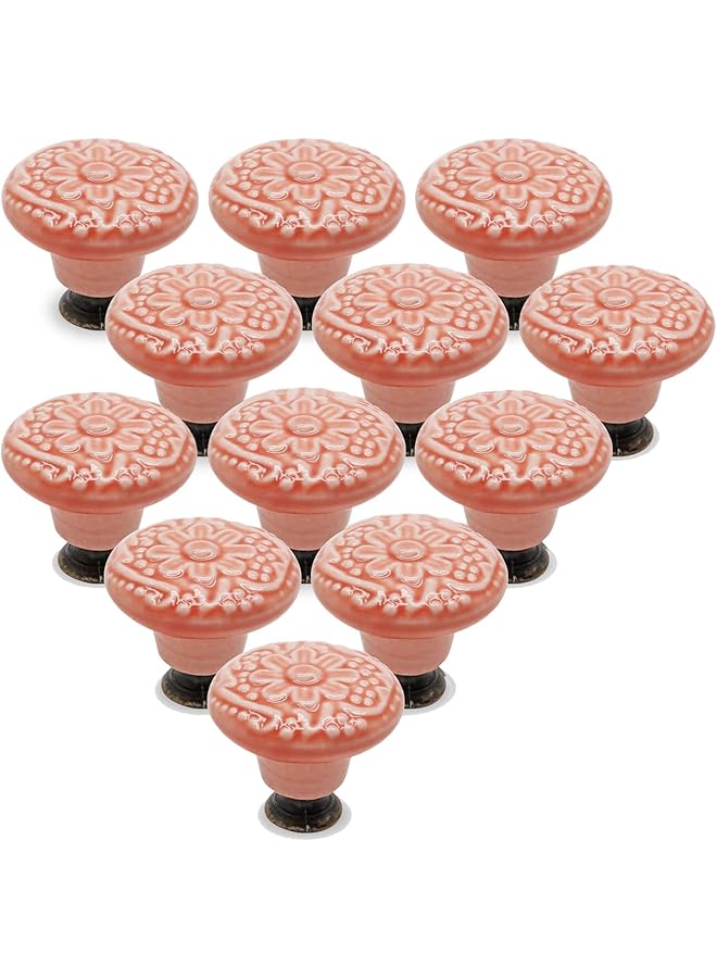 The Bros Drawer Knobs, 12 Pcs Ceramic Knobs, Vintage Kitchen Cabinet Knobs Pulls, Decorative Drawer Pull Knob Handles, Retro Ceramic Dresser Knobs for Closet, Cupboard, Furniture Door Knobs