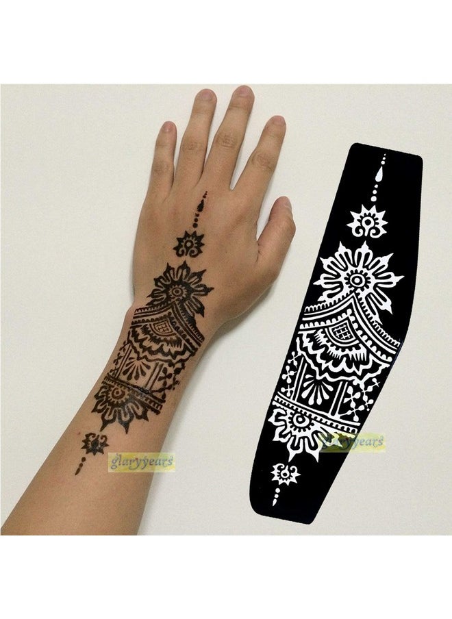 ivana's - Heena Mehandi Tatto Stencil Set For Hand Body Fingure Face Heena Art Temporary Tatto For Kids Girls & Women Design Niv337 Black M (Cniv337) - Image 1