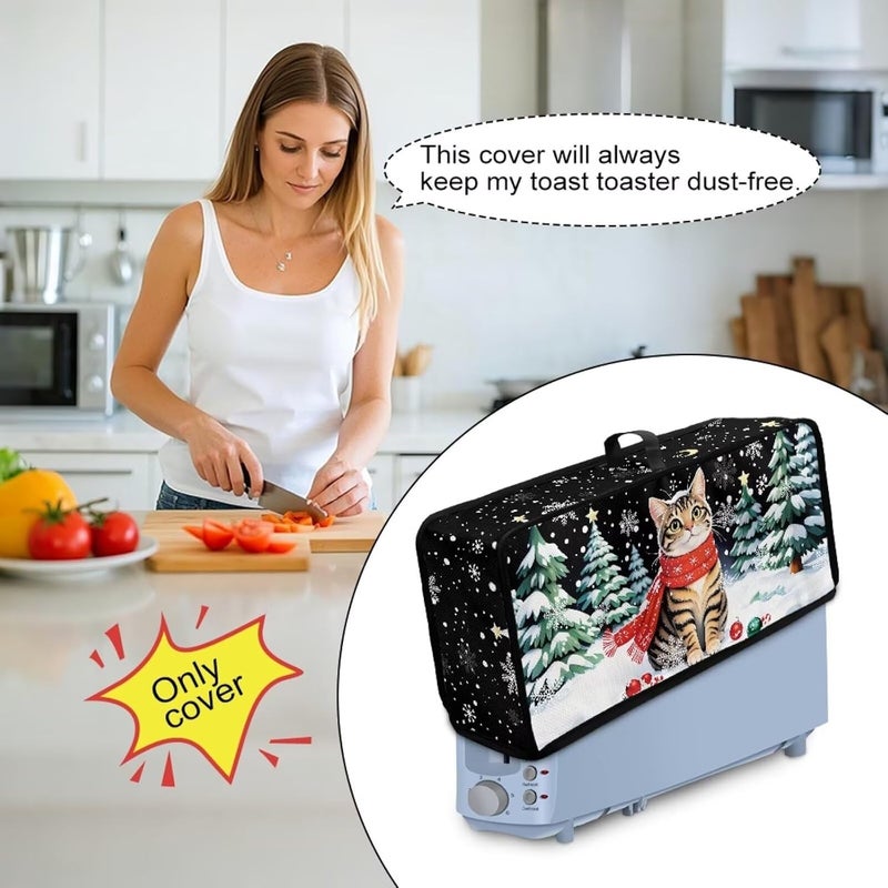 ZDCUSTOM Merry Christmas Toaster Cover with Top Handle Portable Toaster Covers 2 Slice Long Foldable Kitchen Accessories Decor Protection, X-Mas Cat - Image 4