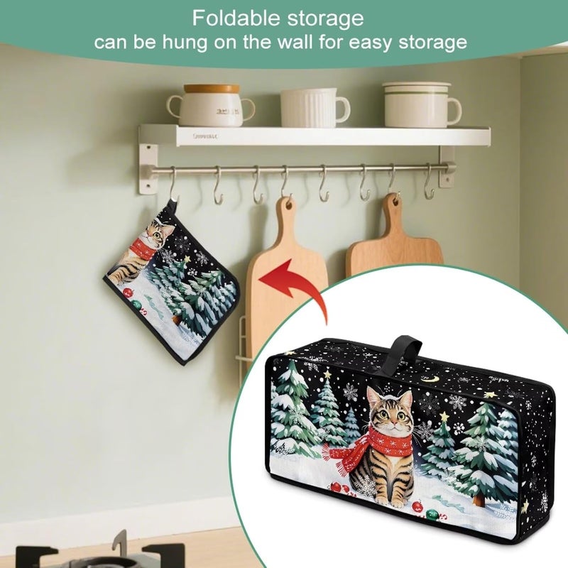 ZDCUSTOM Merry Christmas Toaster Cover with Top Handle Portable Toaster Covers 2 Slice Long Foldable Kitchen Accessories Decor Protection, X-Mas Cat - Image 5