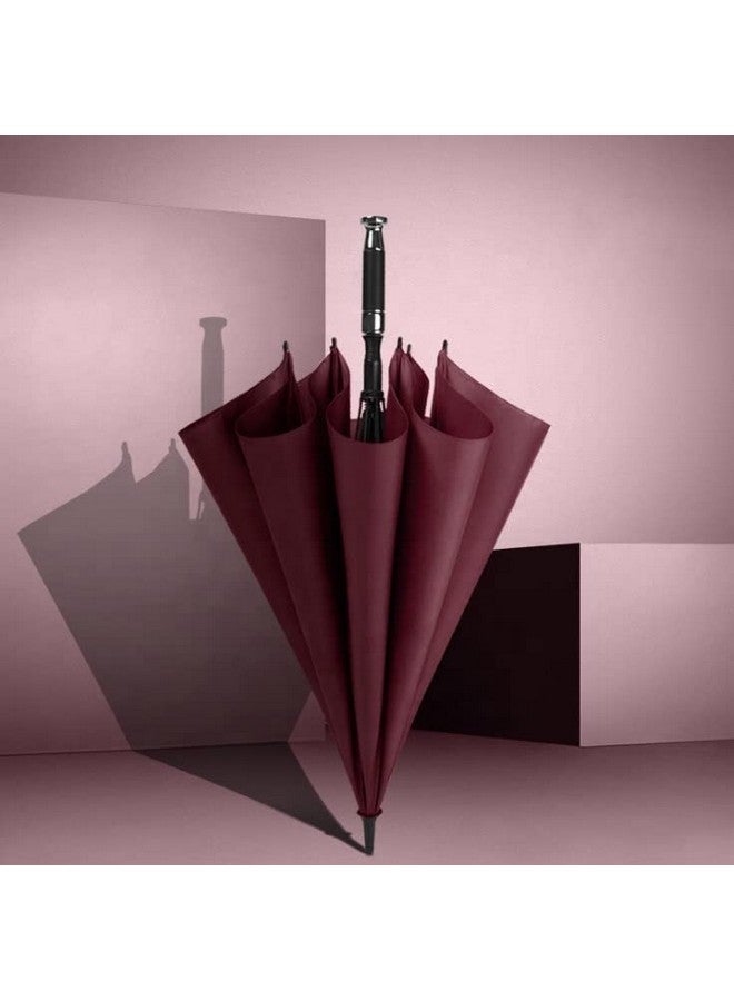 STAR WORK Maharajah Edition Waterproof Big Umbrellas For Men & Women | Stylish Handle With Umbrella Cover | Anti Fade Summer & Winter Chaata With Metal Stick & Floor Pointer | Double Canopy (Maroon) - Image 5