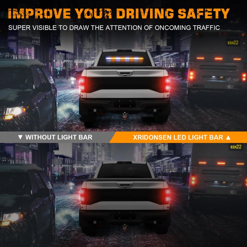 XRIDONSEN 35 inch Traffic Advisor Light Bar 48 LED Strobe Lights Amber White Emergency Safety Warning Hazard Front/Rear Window Display Controller for Construction Vehicles plow/Tow Trucks Wreckers - Image 2