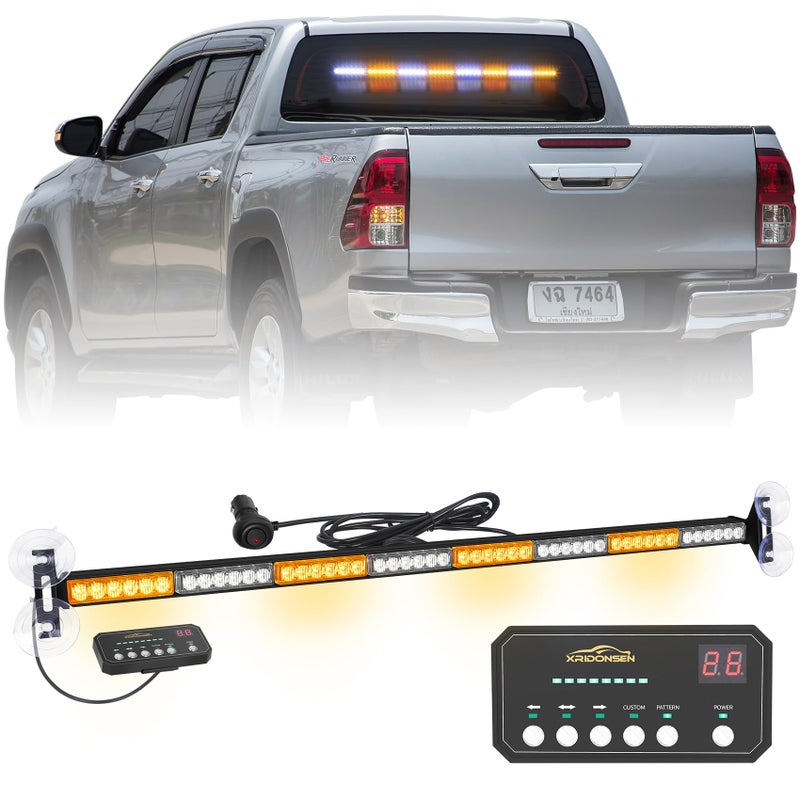 XRIDONSEN 35 inch Traffic Advisor Light Bar 48 LED Strobe Lights Amber White Emergency Safety Warning Hazard Front/Rear Window Display Controller for Construction Vehicles plow/Tow Trucks Wreckers - Image 1