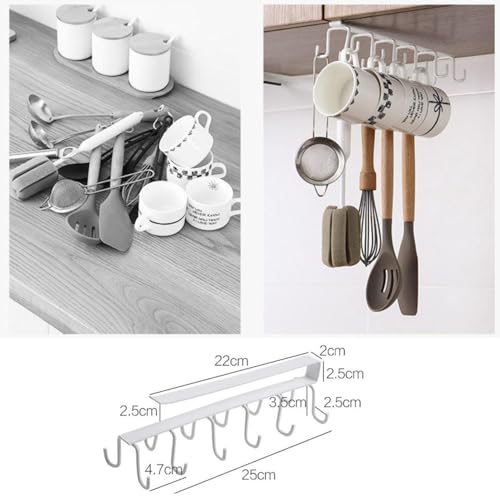 Tusmad Cup Stand for Kitchen Cabinet – Under Cabinet Metal Cup Stand Rack with 12 Double-Row Hooks, Hanging Storage for Tea Cup Holder, Coffee Mugs, Towels, Kitchen & Office Organizer - Image 3