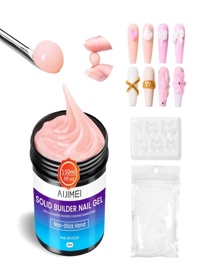 AIJIMEI مجموعة جل بناء صلب AIJIMEI للأظافر - محلول تكثيف الأظافر - جل تمديد الأظافر - جل بناء غير لاصق مع شكل مزدوج للأظافر للاستخدام المنزلي (نود، 150 مل/5 أونصة سائلة) - Image 1