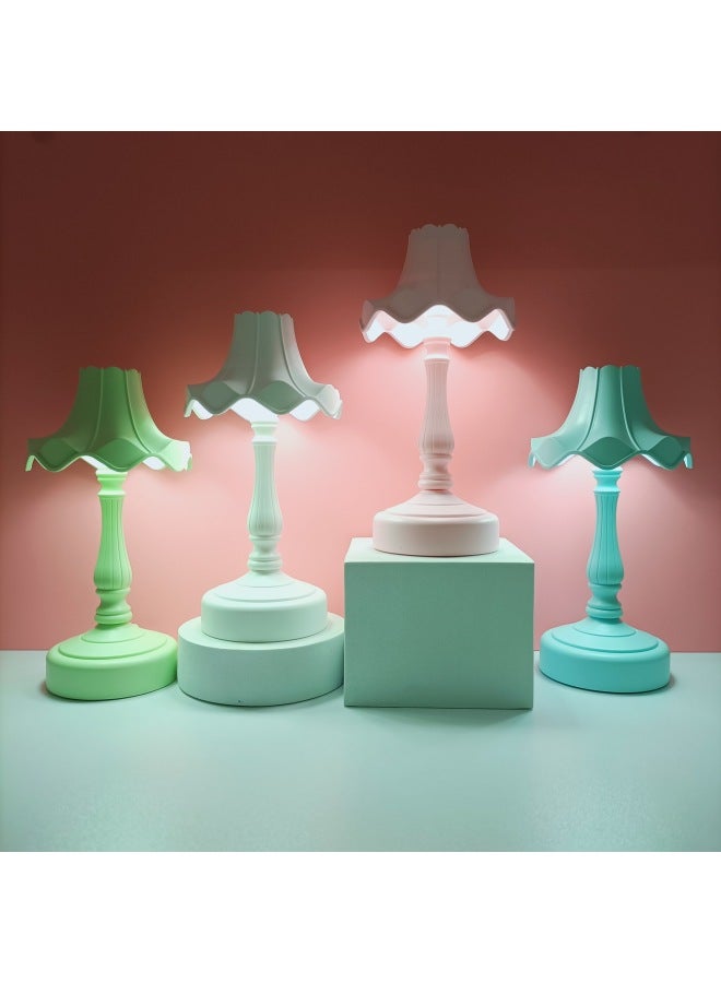 Cream Glue DIY Creative Lotus Leaf Table Lamp Macaron Color USB Rechargeable LED Lamp Bedside Lamp Dormitory Handmade Table Lamp-Color:058-1 Pink (lamp Post Random)  - Image 3