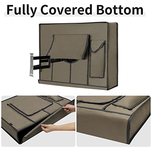 Easy-Going Waterproof Outdoor TV Cover for 65-70 inch TV with Bottom, Thick Fabric, Dustproof and Weatherproof TV Cover with Remote Control Pocket, Camel - Image 3