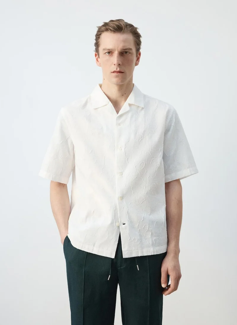 Mango Man Regular-fit cotton bowling collar shirt