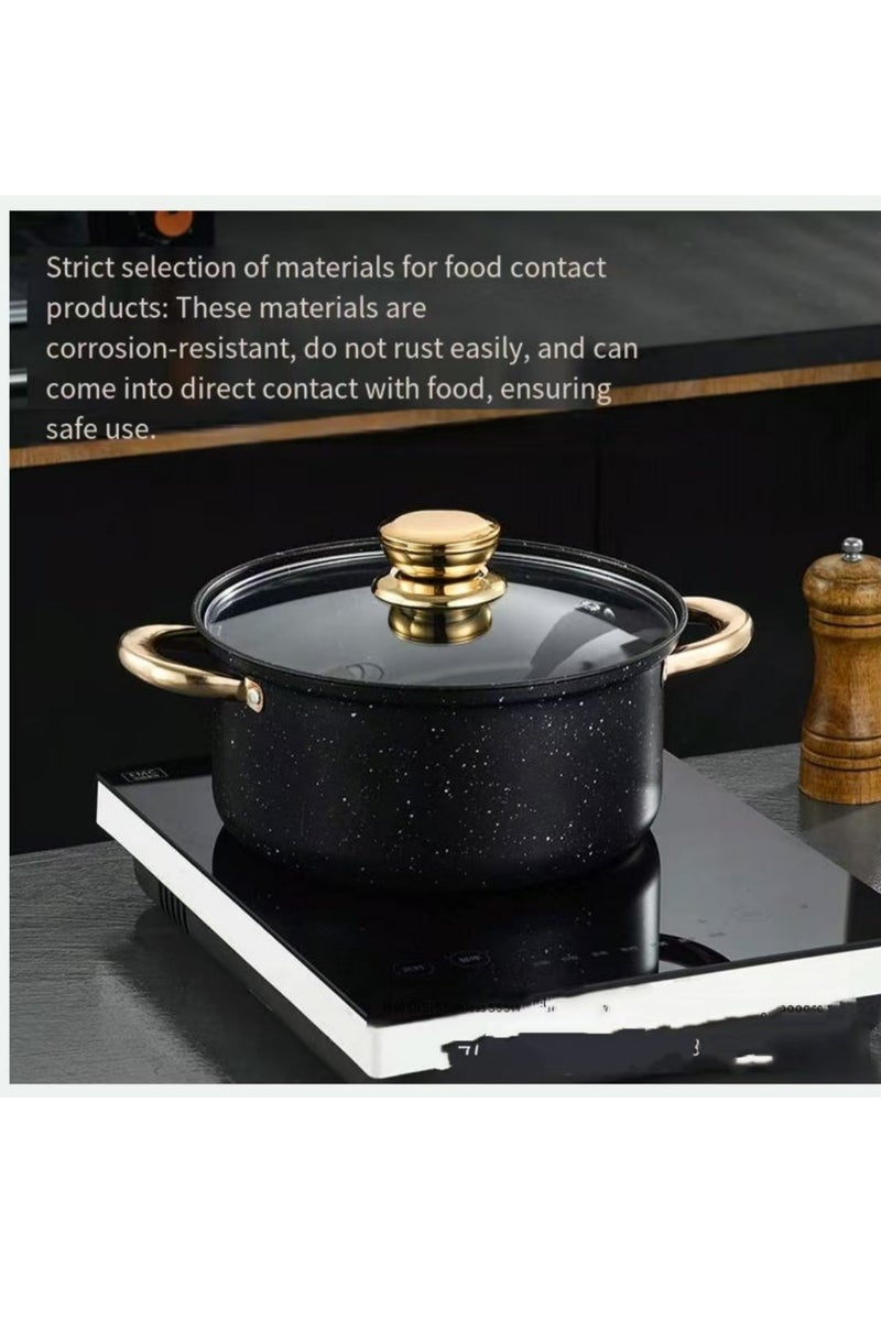 مجموعة أدوات الطبخ غير اللاصقة مكونة من 8 قطع، مجموعة أوعية ومقالي غير لاصقة مع طلاء الجرانيت السويسي، مجموعة طهي مطبخ صحية، مقابض البقاء باردة - Image 4