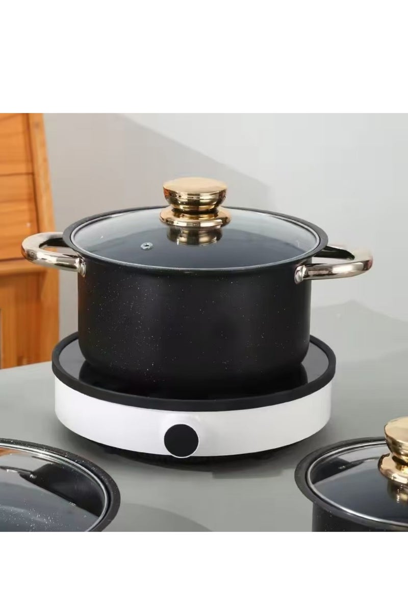 مجموعة أدوات الطبخ غير اللاصقة مكونة من 8 قطع، مجموعة أوعية ومقالي غير لاصقة مع طلاء الجرانيت السويسي، مجموعة طهي مطبخ صحية، مقابض البقاء باردة - Image 5