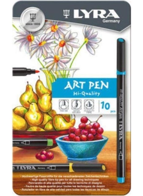 Lyra Hi-Quality Art Pen 10 Colors Metal Box L6751100  - Image 1