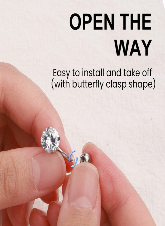 Wssxc 14G Hypoallergenic Surgical Steel Belly Button Ring Cubic Zirconia Belly Button Barbs Body Piercing Set 7Pcs - Image 3