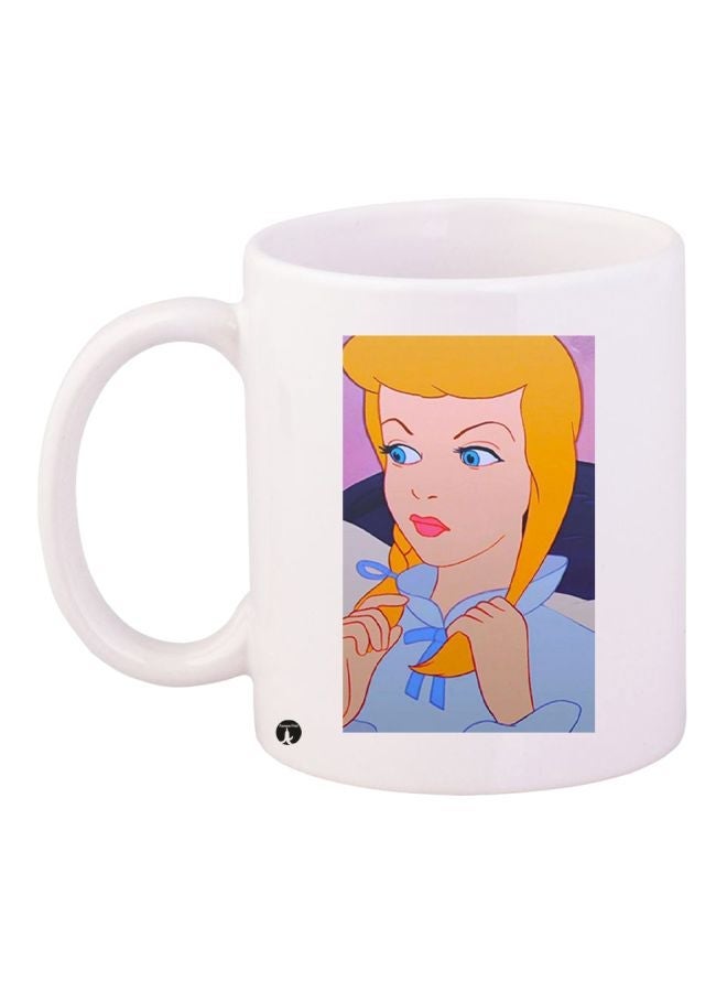 RYN Cartoon Printed Coffee Mug White/Beige/Yellow 11ounce