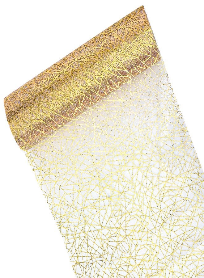 Coume Glitter Metallic Gold Table Runner Roll 11 Inch x 65 ft Thin Mesh Table Runner Rectangle Gold Party Decorations DIY Easy to Cut for Wedding Bridal Shower Baby Shower Birthday Party Graduation - Image 1