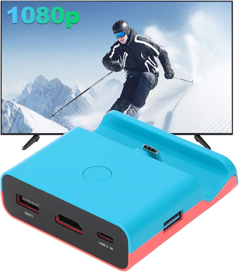 Mxzzand Type-C Charging Dock Stand HDMI Video Converter for/Lite(Blue red) - Image 1