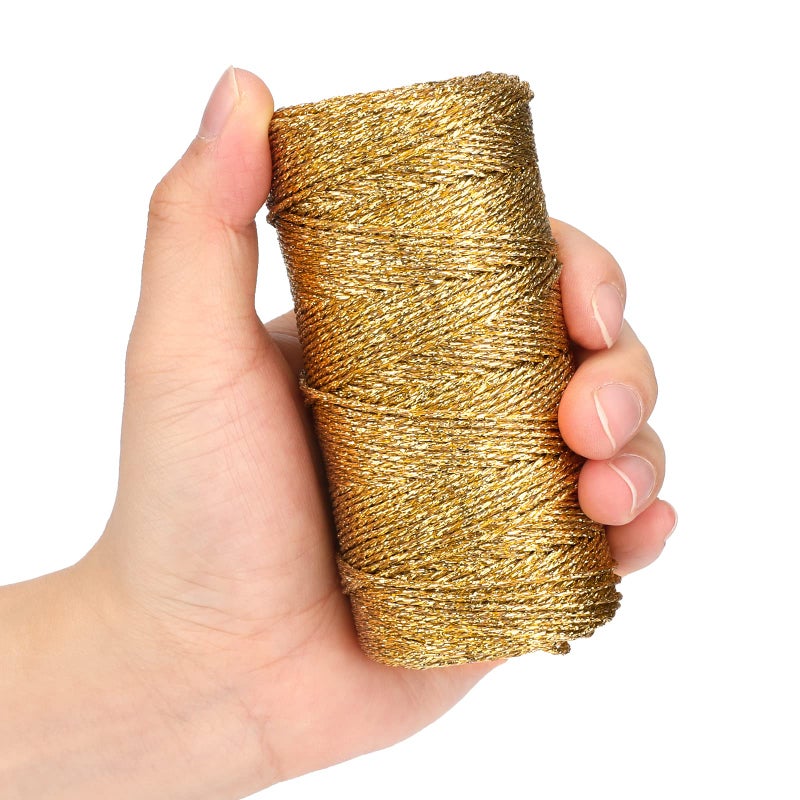 joycraft 110Yards Decorative Metallic Bakers String - Gold Wrapping Twine String - Inelastic - Glitter String for DIY Crafting, Christmas Decor, Presents, Gift Tags(1.5mm) - Image 4