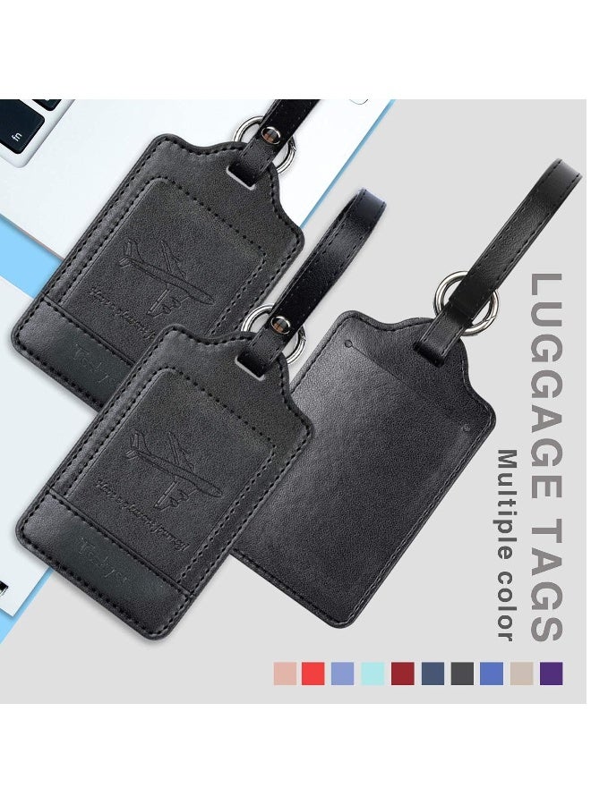 Luggage Tags, 3 Pack Premium PU Leahter Luggage Tags Privacy, Passport Holder Travel Suitcase Tag Case Organizer, PU Leahter Luggage Tags Privacy Protection Travel Bag Labels Suitcase Tags - Image 3