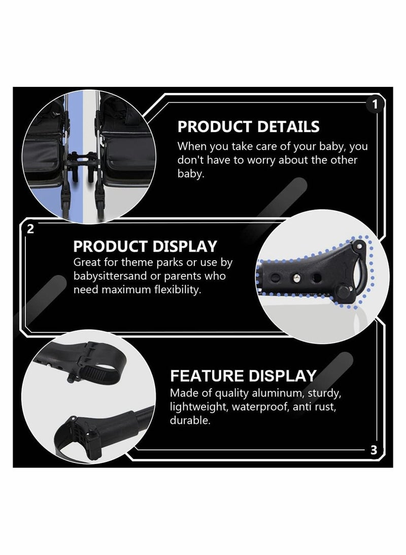 Twin stroller connector, universal stroller connector, connector that converts two single strollers into one double stroller, fits most strollers (three-pack in one) - Image 3
