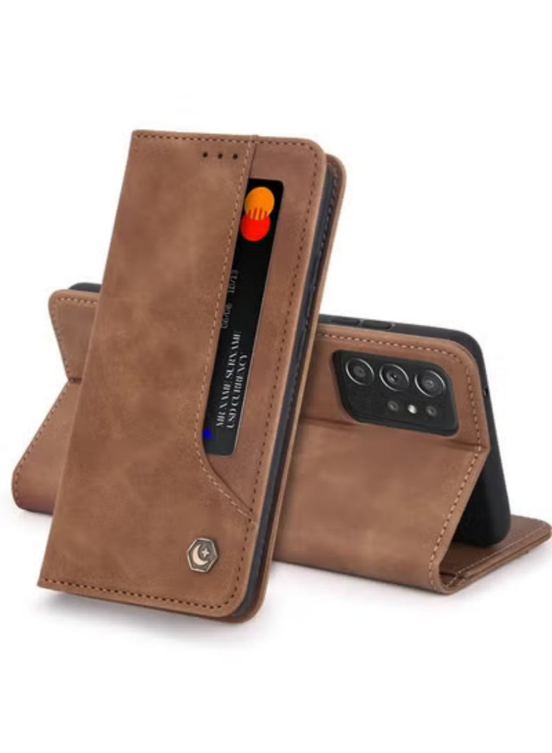 Mmmon Flip Wallet Leather Phone Case for Samsung Galaxy S23 Ultra,Screen Protector Card Holder Stand Back Cover Case For Samsung Galaxy S23 Ultra(Brown)  - Image 1