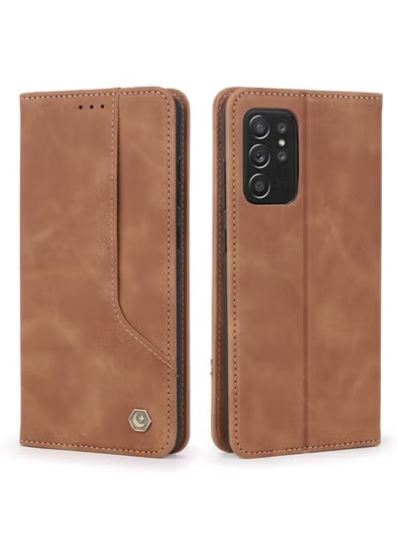 Mmmon Flip Wallet Leather Phone Case for Samsung Galaxy S23 Ultra,Screen Protector Card Holder Stand Back Cover Case For Samsung Galaxy S23 Ultra(Brown)  - Image 2