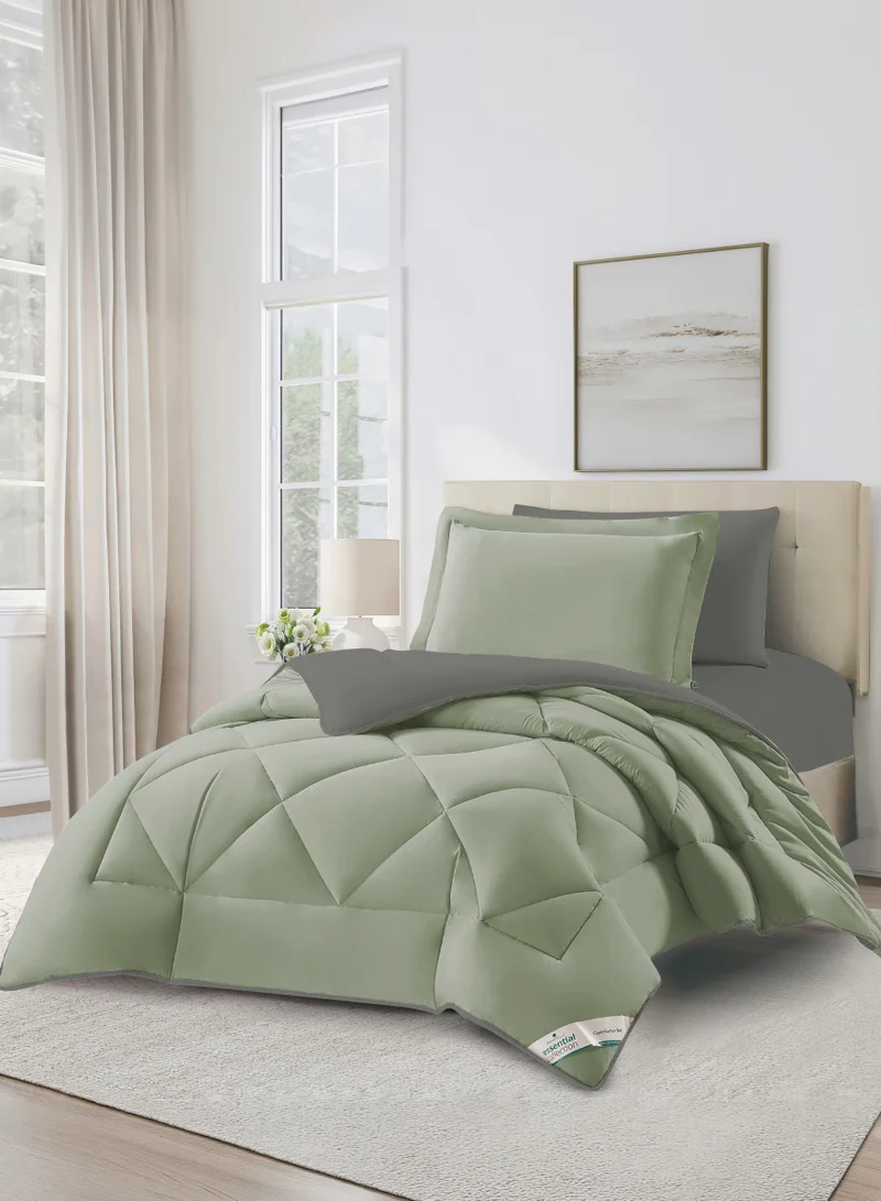 Donetella Bedding Comforter Set, Single Size Fits 140x200 cm - 4-Pcs Solid Quilted Bed Set, Microfiber Fabric - 1 Comforter, 1 Fitted Sheet, 1 Pillow Shams,1 Pillowcases