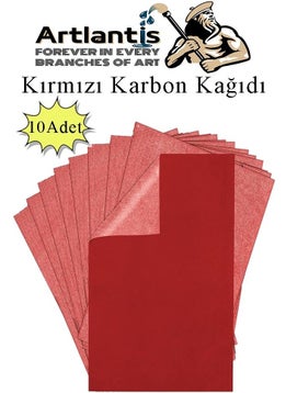 Artlantis Red Carbon Paper A4 10 Pieces 21X29,7 cm Copy Paper Transfer Paper Colored Carbon Paper  - Image 1