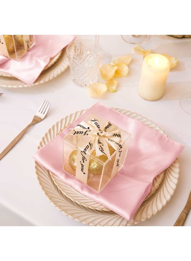 baytella 12 Pcs Satin Cloth Napkins 43x43cm – Washable Reusable Dinner Table Napkins, Smooth Silk Feel Fabric for Weddings, Parties, Banquets & Events, Light Pink - Image 2