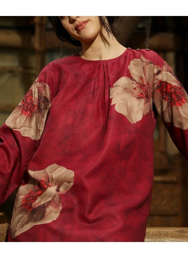  قصة Women's Rouge Pink Poppy Flora Kurti With Trousers