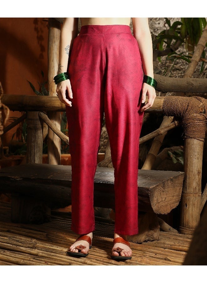 QISSA Women's Rouge Pink Poppy Flora Kurti With Trousers  - Image 3