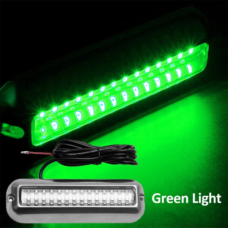 LED Boat Light, 42 LEDs Waterproof 316 Stainless Steel Underwater Light for Yacht Boat Transom Pontoon Pool (Green Light) - Image 1