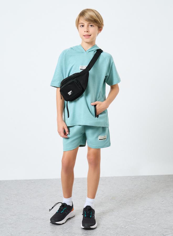 Styli Teens Green Hooded Top and Shorts Set - Image 1