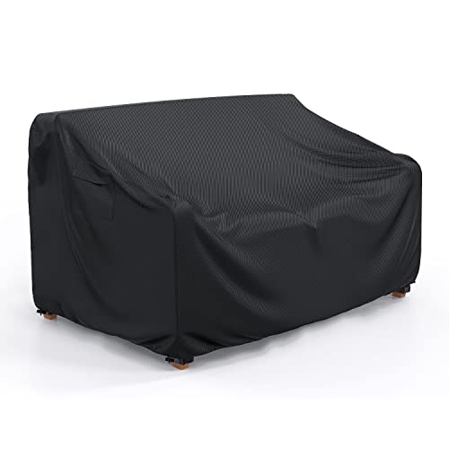 BROSYDA Patio Sofa Cover Waterproof, Heavy Duty 2-Seater Outdoor Couch Cover Patio Furniture Covers with Air Vent and Handles, 60" L×42" D×30" H, Black - Image 1