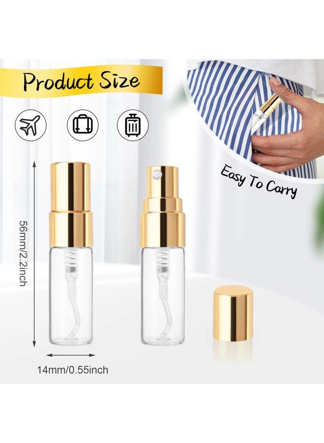 Cositina 30 Pack 3ml Fine Mist Atomizer Glass Bottle Mini Clear Spray Vials Empty Refillable Perfume Bottles with Gold Lids for Fragrance Scent Liquid Sample DIY Sprays - Image 2