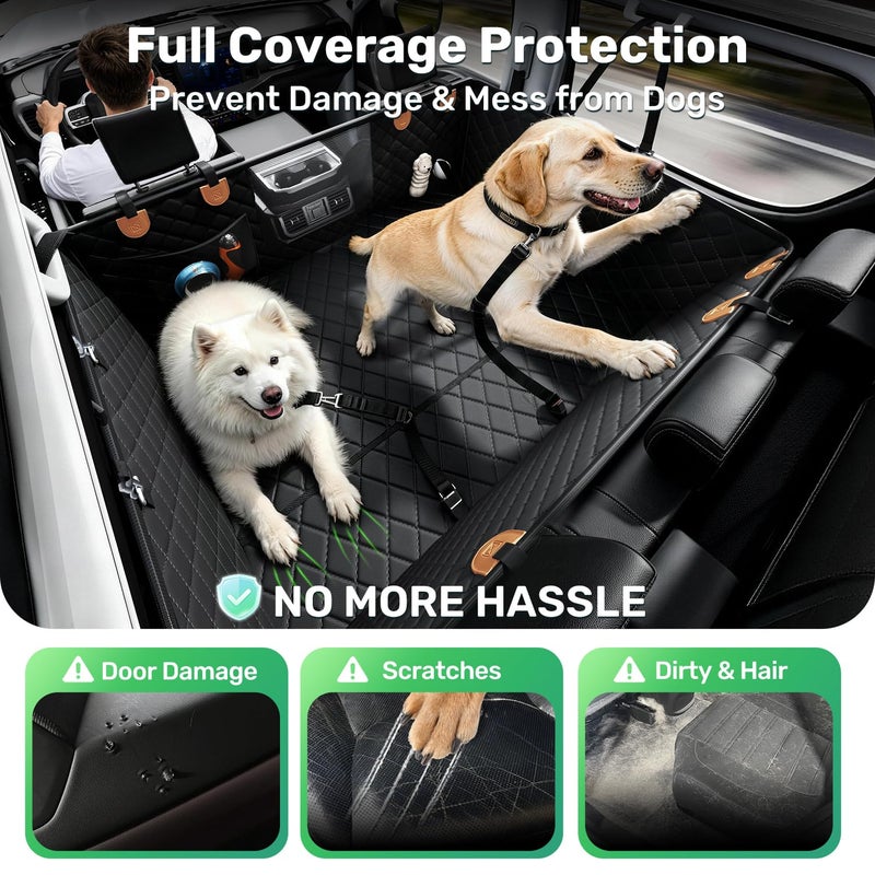 Zanch Heavy-Duty Dog Truck Seat Cover, Flat Solid Back Seat Extender for Multi Large Dogs, Hard-Base Supports 450 lb, Waterproof Hammock Protector, XL for Full-Size Crew Cab Trucks & SUVs, Orange - Image 5