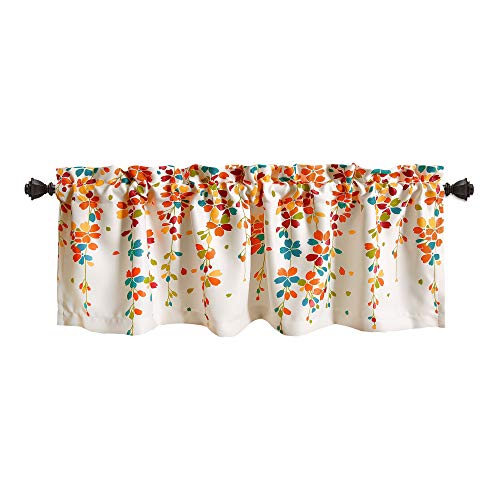 Lush Decor Weeping Flower Light Filtering Valance, 52" W x 18" L + 2" Header, Turquoise & Tangerine - Floral Curtains - Valance Curtains - Bathroom & Kitchen Valances For Windows - Farmhouse Decor - Image 5