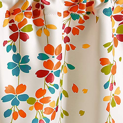 Lush Decor Weeping Flower Light Filtering Valance, 52" W x 18" L + 2" Header, Turquoise & Tangerine - Floral Curtains - Valance Curtains - Bathroom & Kitchen Valances For Windows - Farmhouse Decor - Image 3