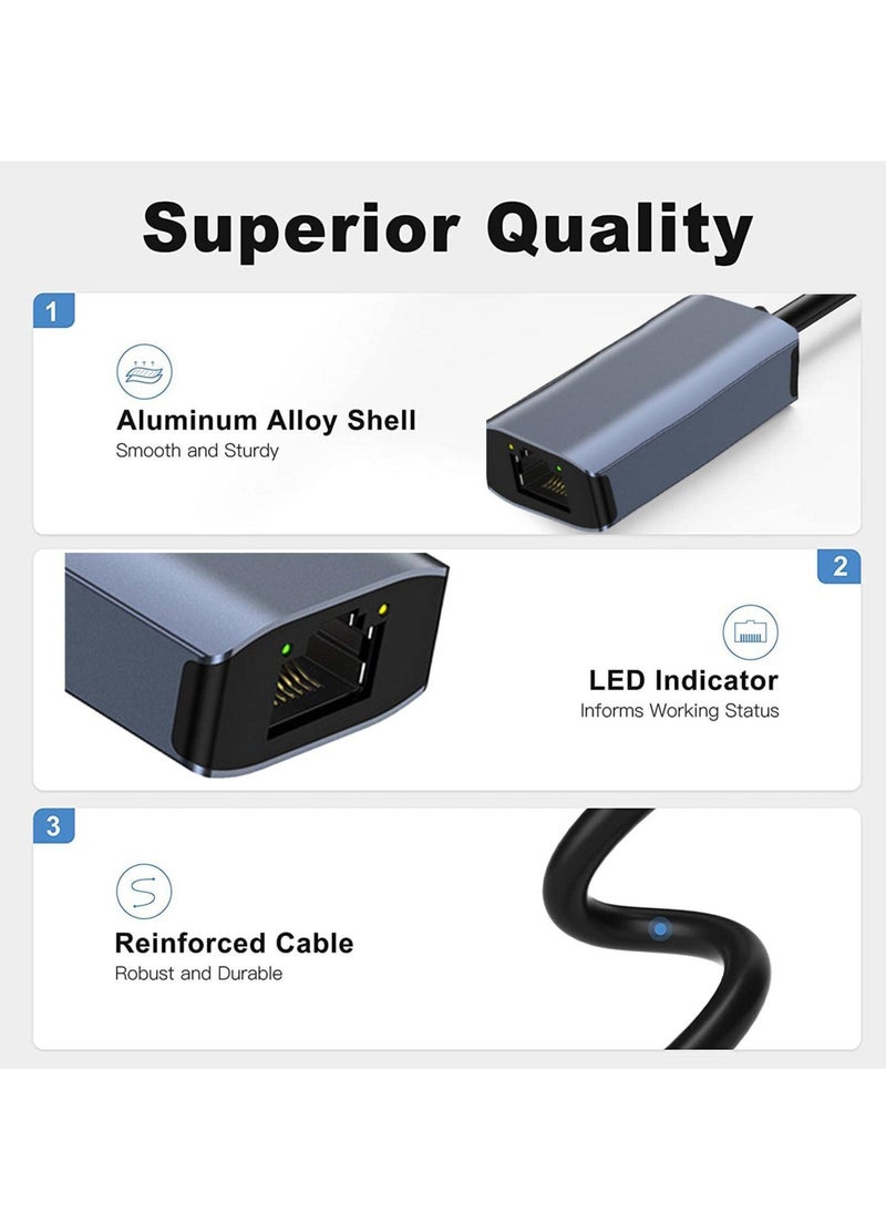 Y&D USB C Ethernet Adapter, Fast to Ethernet, Type-C RJ45 Adapter Work for MacWindows, Network Laptop Tablets and Computers  - Image 3