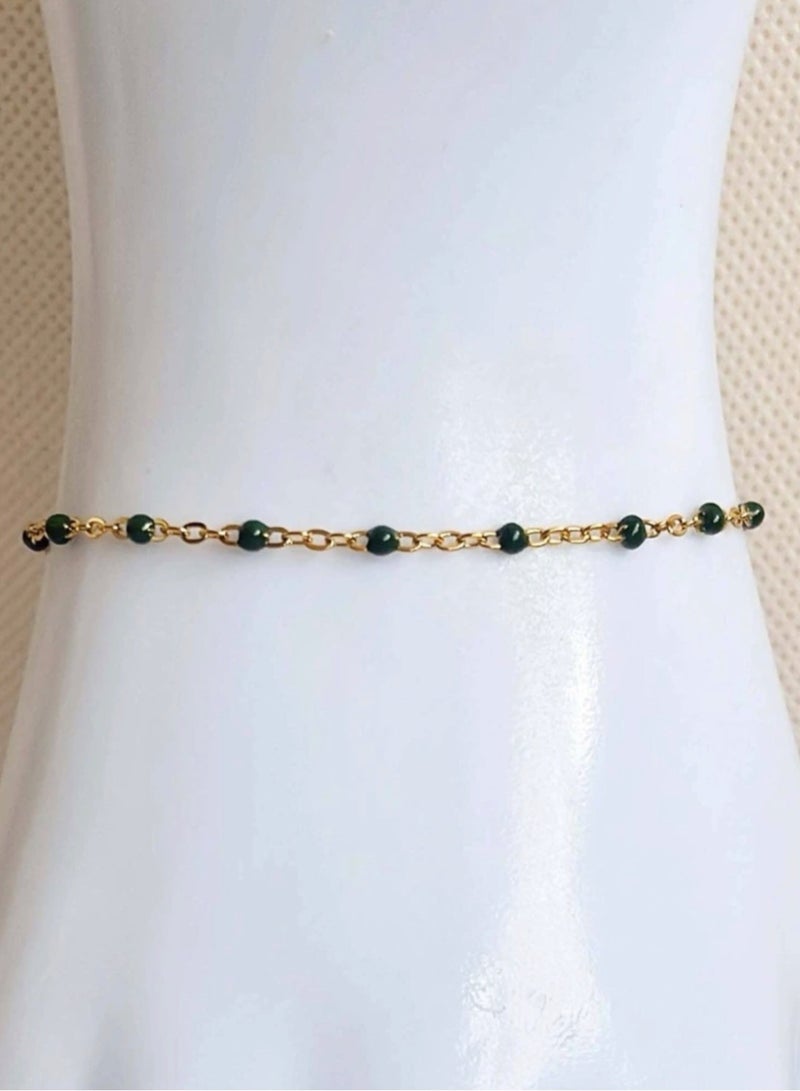 إيكوال اسوارة نسائية رقيقة وأنيقة من الاستانلس ستيل مطلية باللون الذهبي عيار 18 - Image 2