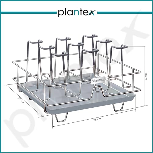 Plantex Stainless Steel Tiered Shelf Glass Holder for Kitchen/Mug Holder with Detachable Drain Tray/Glass Stand for Kitchen/Dining Tabletop/Stand for 9 Glass(Chrome) - Image 2