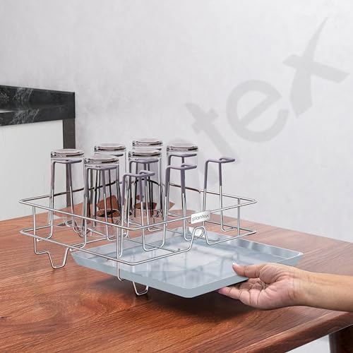 Plantex Stainless Steel Tiered Shelf Glass Holder for Kitchen/Mug Holder with Detachable Drain Tray/Glass Stand for Kitchen/Dining Tabletop/Stand for 9 Glass(Chrome) - Image 5