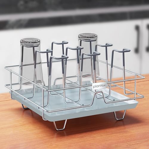 Plantex Stainless Steel Tiered Shelf Glass Holder for Kitchen/Mug Holder with Detachable Drain Tray/Glass Stand for Kitchen/Dining Tabletop/Stand for 9 Glass(Chrome) - Image 1