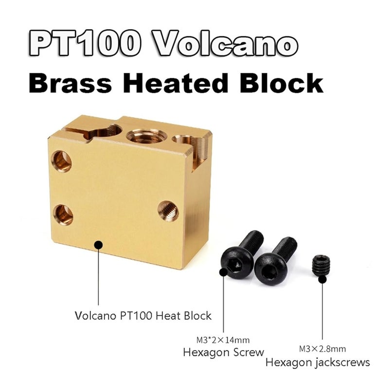 PT100 Volcano Brass Heated Block Heatblock 3D Printer Part 1 Piece - Image 4